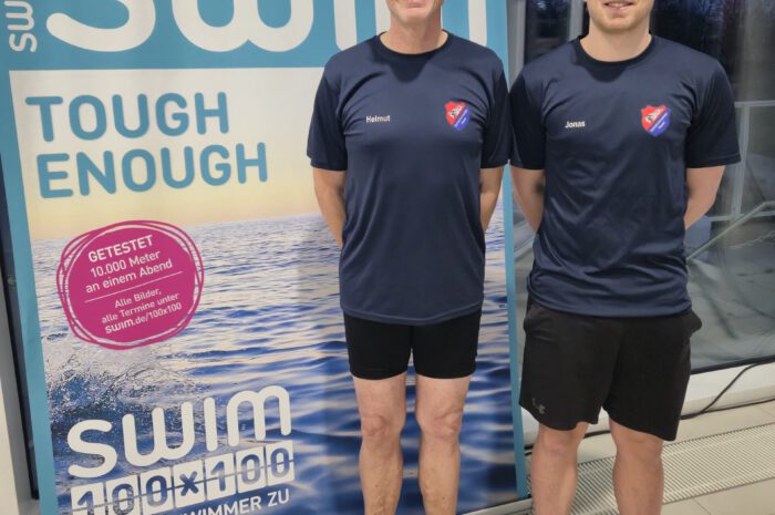 Vater und Sohn schwimmen als Team die Kult-Einheit 100x100m in Kassel